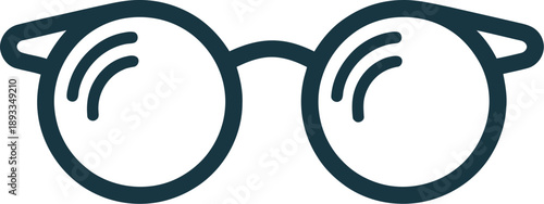Round Eyeglasses Vector Icon Symbol Representing Vision, Optics, and Reading Glasses for Education and Style Concepts
