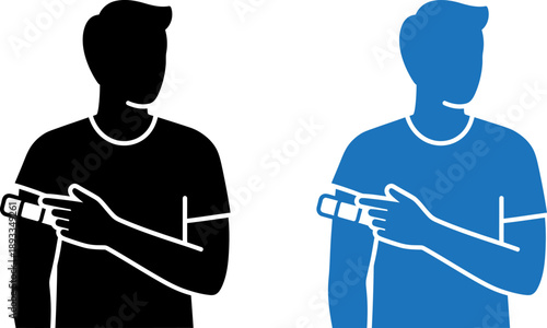 Medical Arm Patch Vector Icon , Transdermal Medication and Adhesive Bandage Application Silhouette