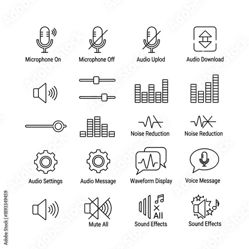 Audio Icons Set for Sound Control.