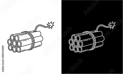 Dynamite sticks with burning fuse, hand-drawn illustration.