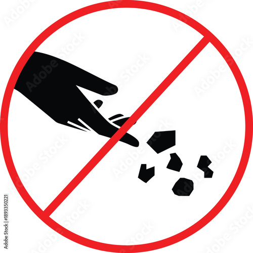 No littering sign with hand dropping trash