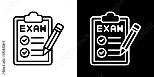Exam Icon Of Line Black And White Style