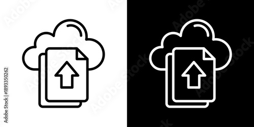 File Upload Icon Of Line Black And White Style