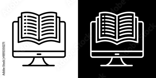 Ebook Icon Of Line Black And White Style
