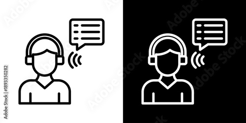Listening Icon Of Line Black And White Style