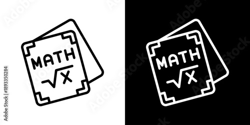 Math Book Icon Of Line Black And White Style