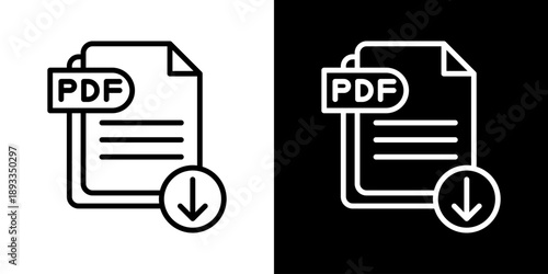 Pdf Icon Of Line Black And White Style