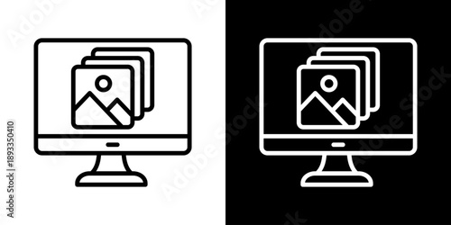 Slideshow Icon Of Line Black And White Style