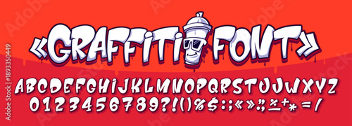 Urban street graffiti font, English alphabet. Urban calligraphy print vector typeset, Hip Hop graffiti type. Wall airbrush artwork English alphabet typeface or street text tag drawing ABC font