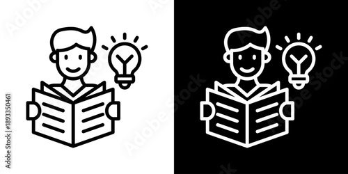 Reading Icon Of Line Black And White Style