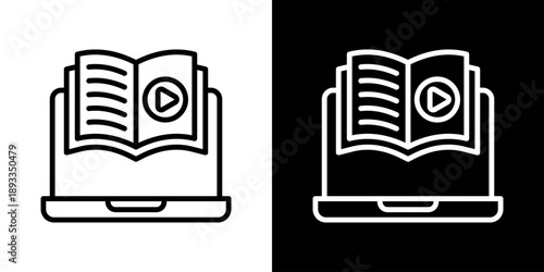 Tutorial Icon Of Line Black And White Style