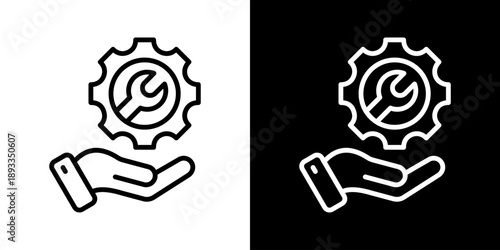 Setting Icon Of Line Black And White Style