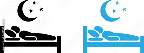 People sleeping peacefully in bed under starry night sky