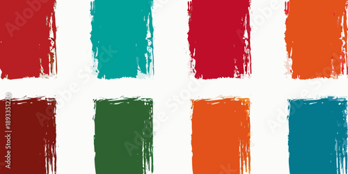 Abstract colorful brush strokes in red teal green and orange shades