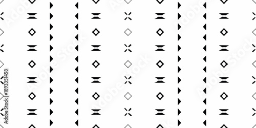 Canvastavla Repeating geometric pattern of black shapes on a white background