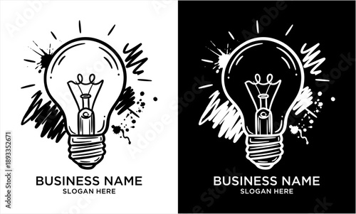 Hand drawn light bulb illustration with grunge elements, symbolizing bright ideas and innovation.