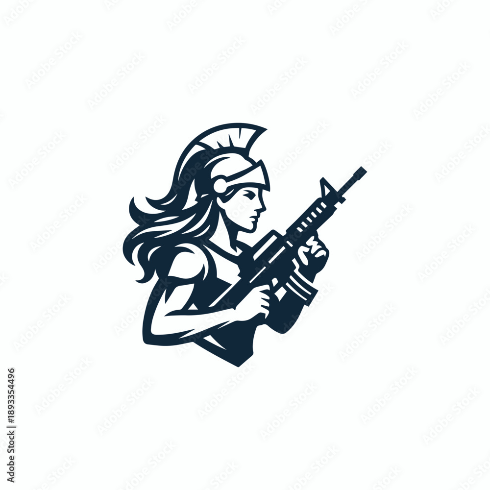 Fototapeta premium War Goddess With Gun Logo