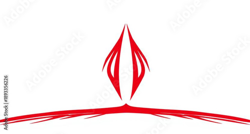 Vector illustration of a red and white abstract background design featuring a stylized sailing yacht logo icon with paper wave art and 3d water light effects for a sea business web symbol