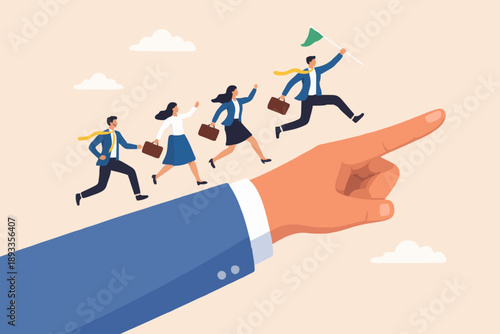 Team Running To Success Goal