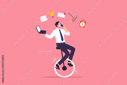 Busy Man Balancing Work Life