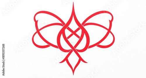 Red ribbon bow and elastic bands isolated on white background as a colorful vector illustration symbol of love