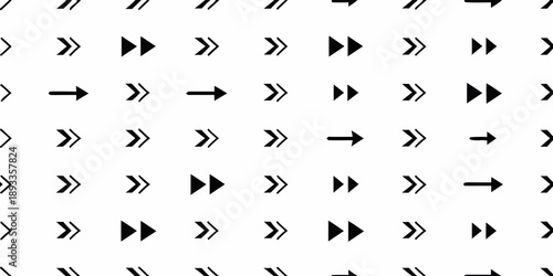 Black arrow patterns repeating on a white background geometric design and abstraction