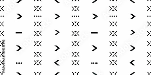 Abstract black and white pattern featuring repeating arrow and cross symbols