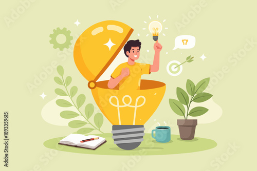 Bright Idea With Young Man