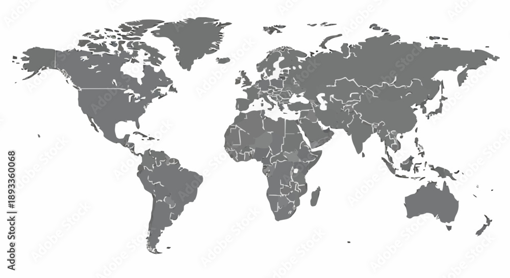 Fototapeta premium World Map Showing All Continents and Countries.