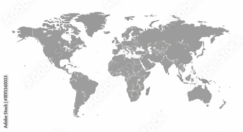 World Map Showing Continents and Countries.