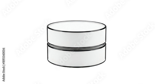 Stack of two white cylindrical containers with black rims