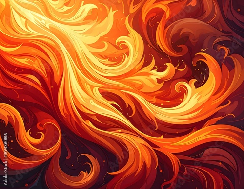 Vibrant swirling flames in shades of orange and yellow