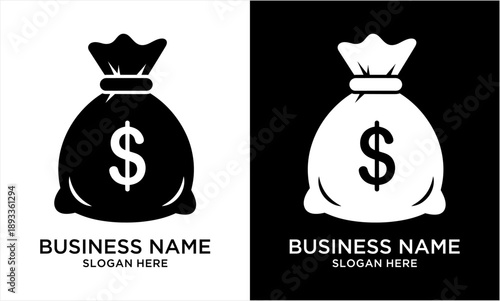 Money bag with dollar sign logo design for financial business.