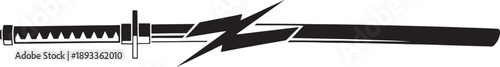 Black and White Sketched of a Sword with Lightning blade handle
