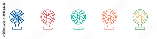 Electric Fan Icon Set Multiple Style Collection 
