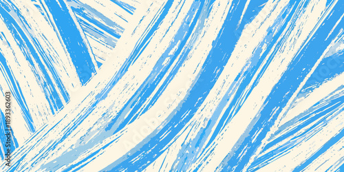 Abstract blue and white brushstrokes create a dynamic textured background