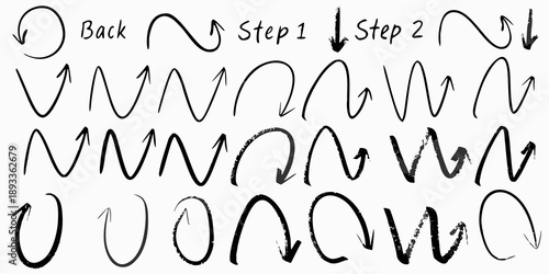 Hand drawn arrows illustrating sequential steps and directional movement