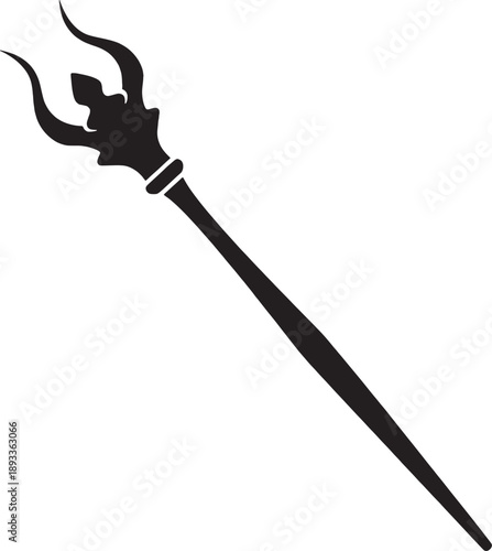 Black Sketched of a Whisk with a Curved Handle and a Flattened Tip kitchen tool cooking utensil