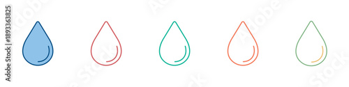 Water Drop Icon Set Multiple Style Collection 