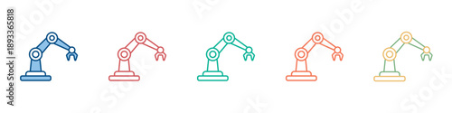 Robotic Arm Icon Set Multiple Style Collection 