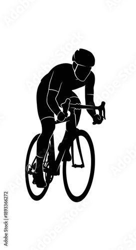 Silhouette of a cyclist on a racing bicycle, ready for competition