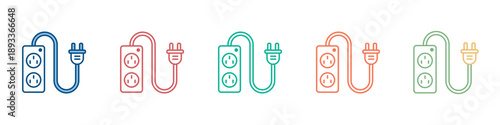Extension Cord Icon Set Multiple Style Collection 