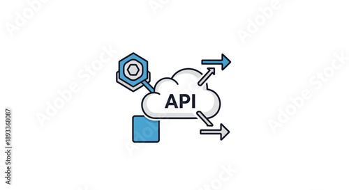 Abstract representation showcasing cloud-based application programming interface connections