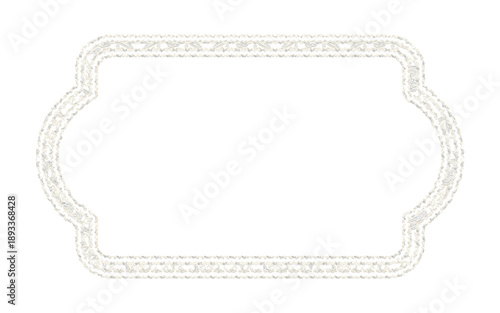 Beautiful floral lace frame shape, off white color, isolated with transparent background.
