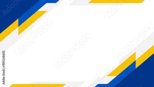 Professional abstract background with blue and yellow angular lines forming a corner frame. Ideal for presentations, brochures, posters, and business communication.