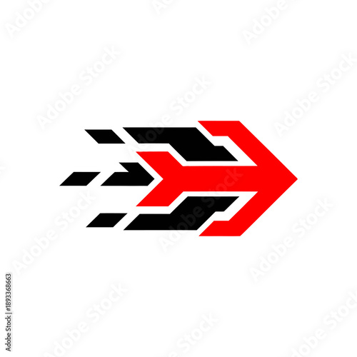 Dynamic Red and Black Arrow Logo Design.