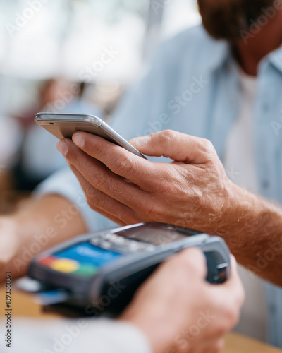 A man is using a cell phone to pay for something