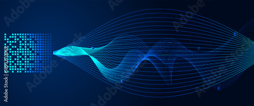 Big data visualization. Dynamic array of information. Data sorting process. Big data stream futuristic infographic. Complex big data connection or abstract futuristic technology