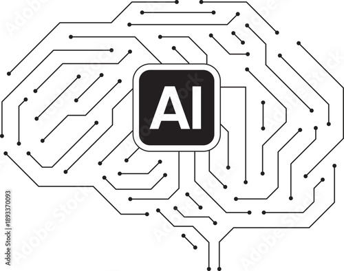 Cyborg ai brain with circuit board artificial intelligence  digital human brain 
