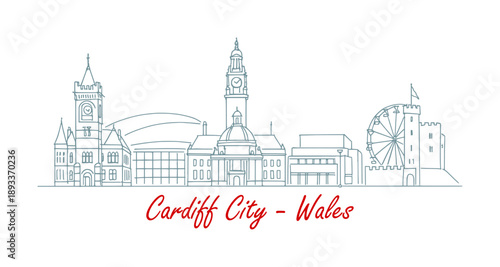 sketch drawing of cardiff city - wales (artwork 1)